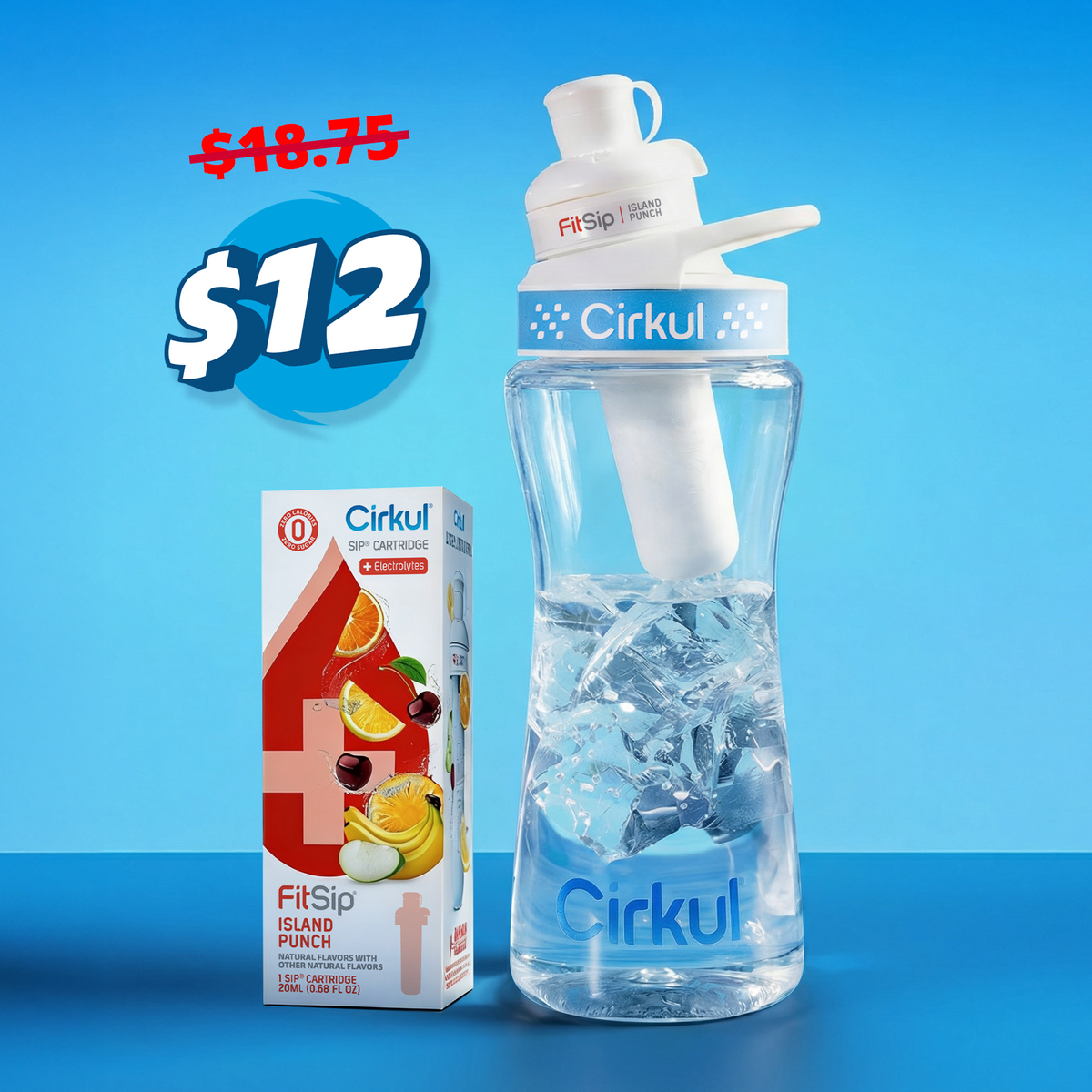 16oz. Plastic Bottle with Blue and White Lid 2.0 Bundle