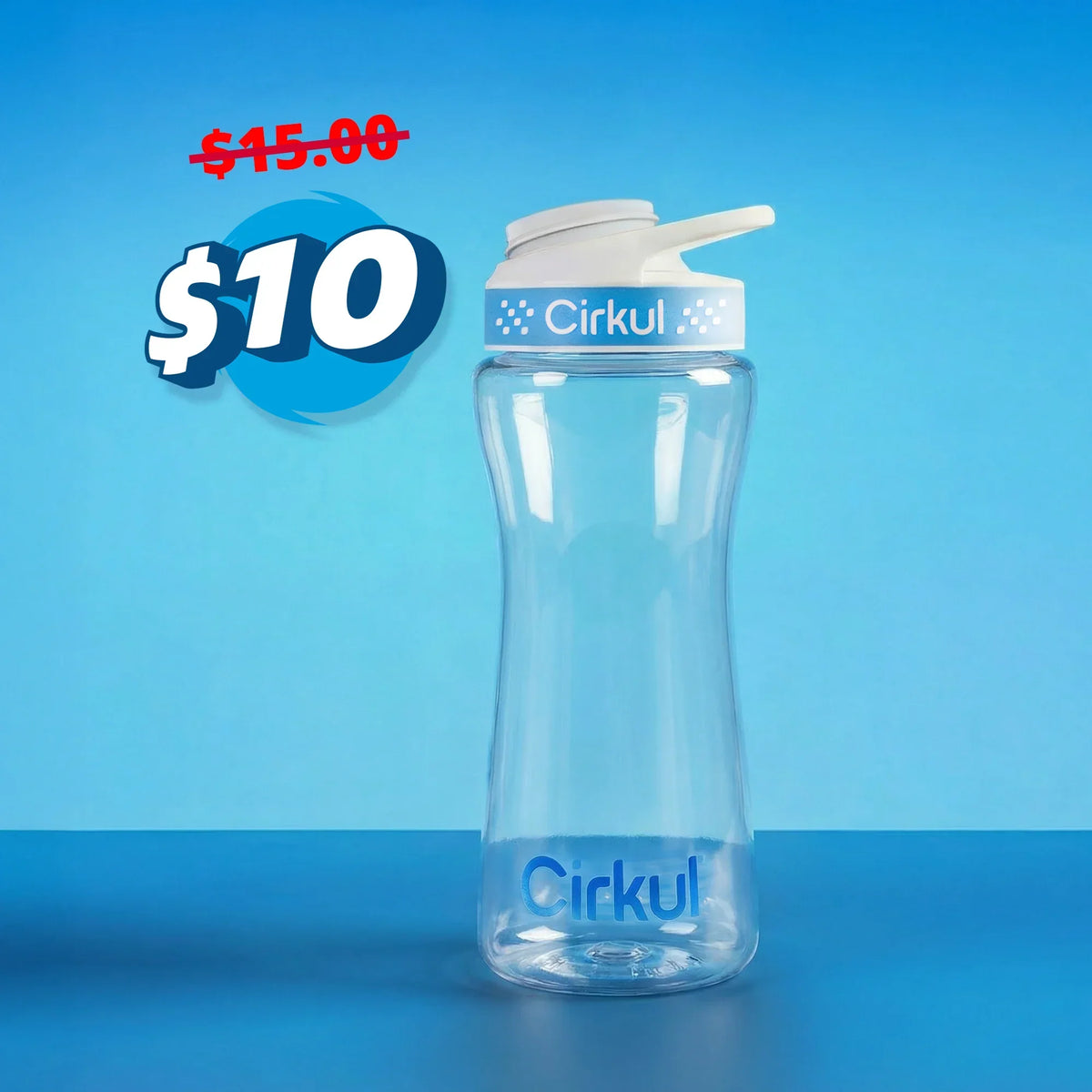16oz. Plastic Bottle with Blue and White Lid 2.0